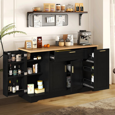 Rangement pour îlot de cuisine de 53,7 po avec support coulissant à 3 niveaux et tablettes réglables pour la cuisine et la salle à manger
