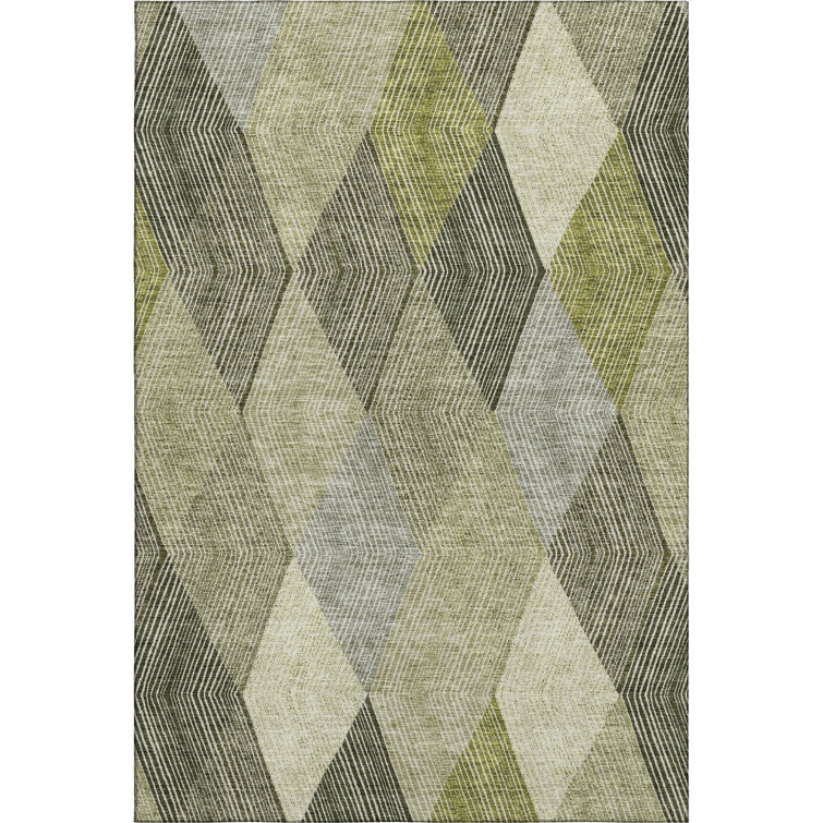 Premium Machine Washable Prisco Olive Rug
