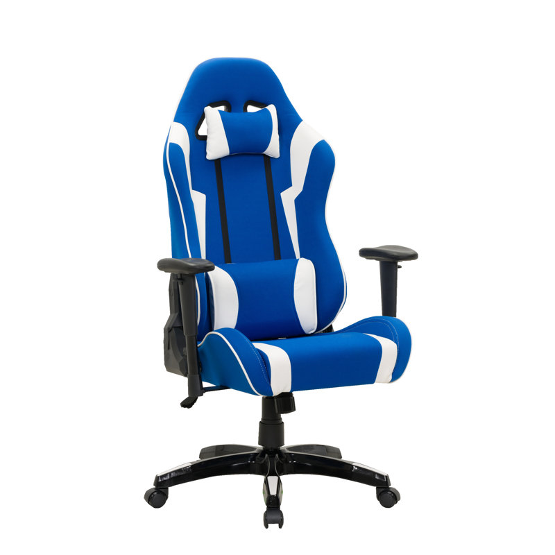 Fauteuil de jeu ergonomique à dossier haut, Bleu / blanc