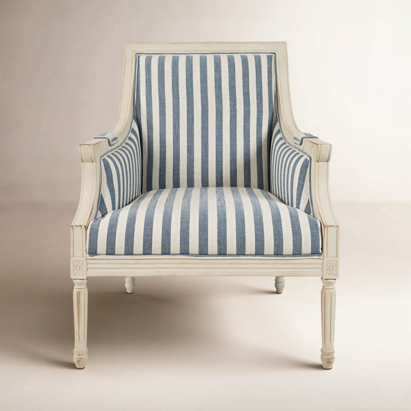 Rowena Upholstered Armchair, Blue Striped