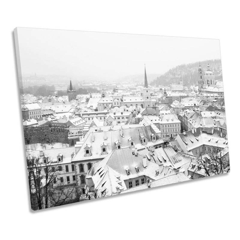 Prague Czech Republic B&W - Wrapped Canvas Print, 30.5cm H x 45.7cm W x 2cm D