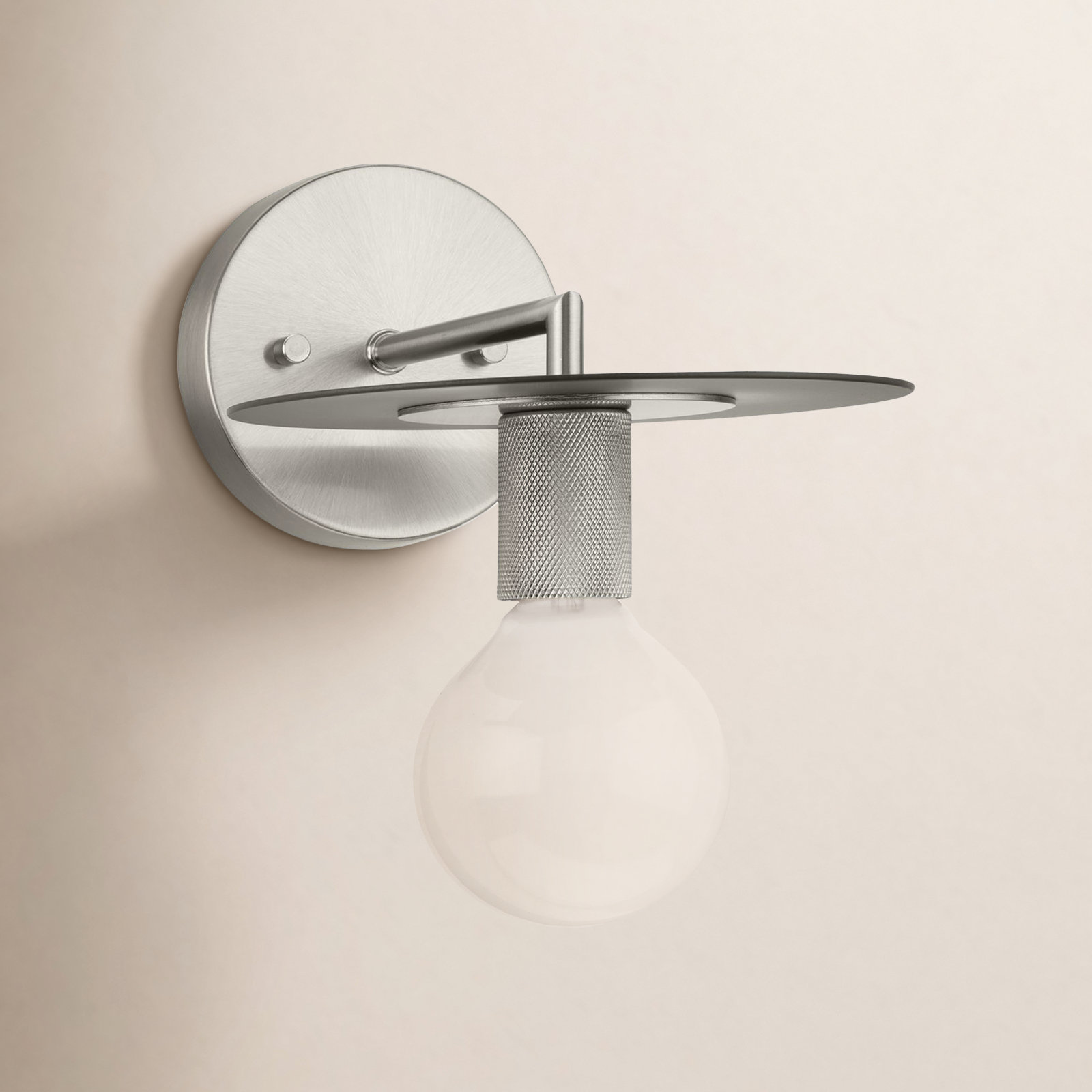 Single Light Armed Sconce, Brushed Nickel