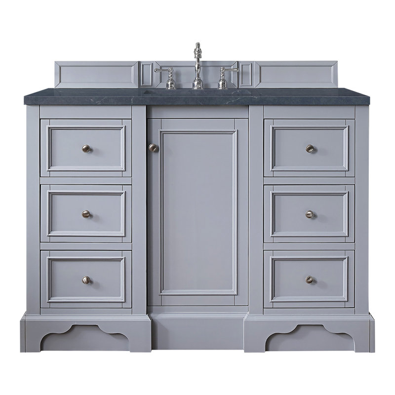 De Soto 48'' W Single Vanity, Bright White, Carrara White Marble, 8" Widespread
