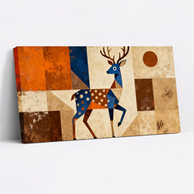 «Geometric Deer», ensemble de 1 reproduction d'art sur toile tendue