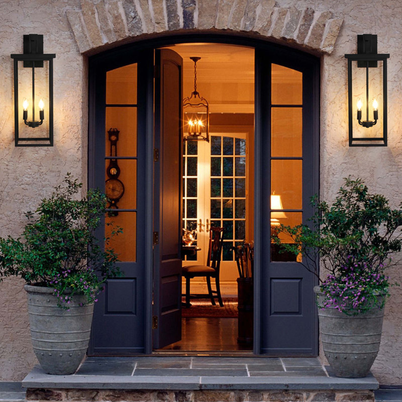 4-Light Outdoor Wall Light (No Bulbs), 25.6" H x 11.2" W x 9.8" D, Grey