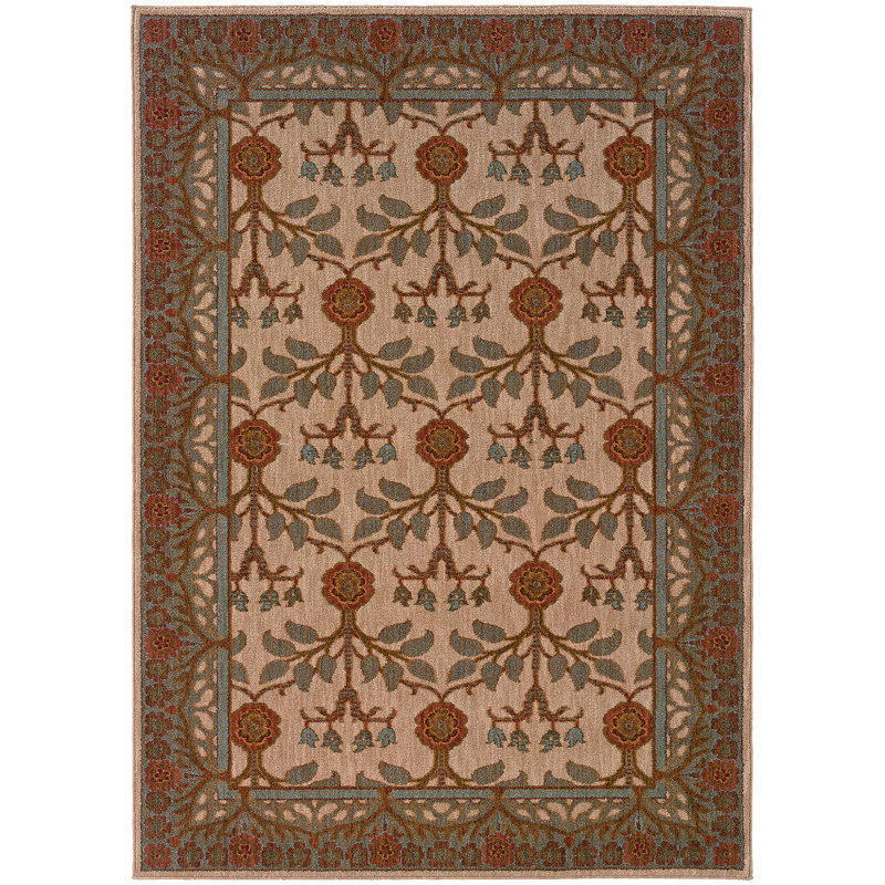 Tapis zone beige oriental Crossreagh, Rectangle 9 pi 10 po x 12 pi 9 po
