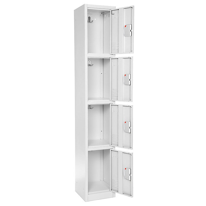 White 72" Steel 4-Tier Storage Locker with Digital Lock