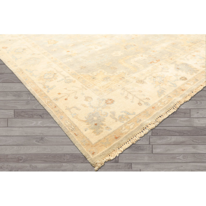 Tapis Oushak en laine noué à la main, gris ardoise, style transitionnel, 1,80 m x 2,69 m