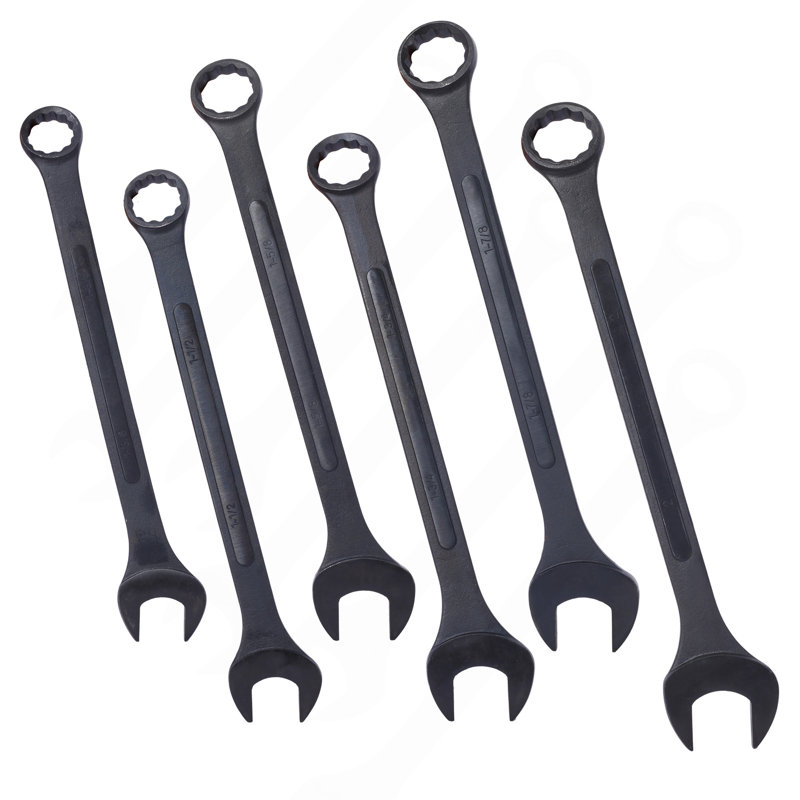 Très grand ensemble de clés Jumbo Jumbo, SAE, 6 pièces, 1-3 / 8 "à 2", oxyde noir, avec pochette