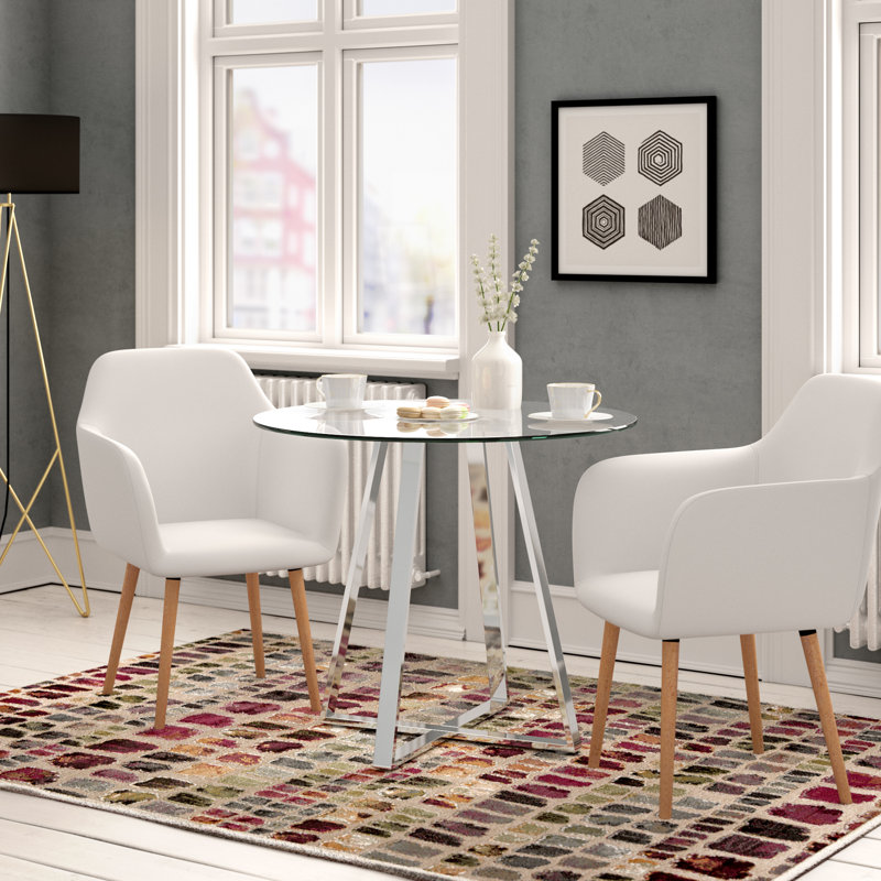 Round Glass Top Metal Base Dining Table