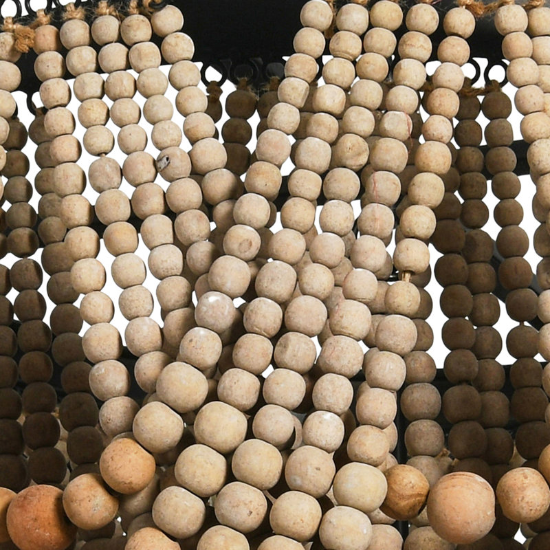 2-Tier Draped Wood Bead Chandelier, Natural