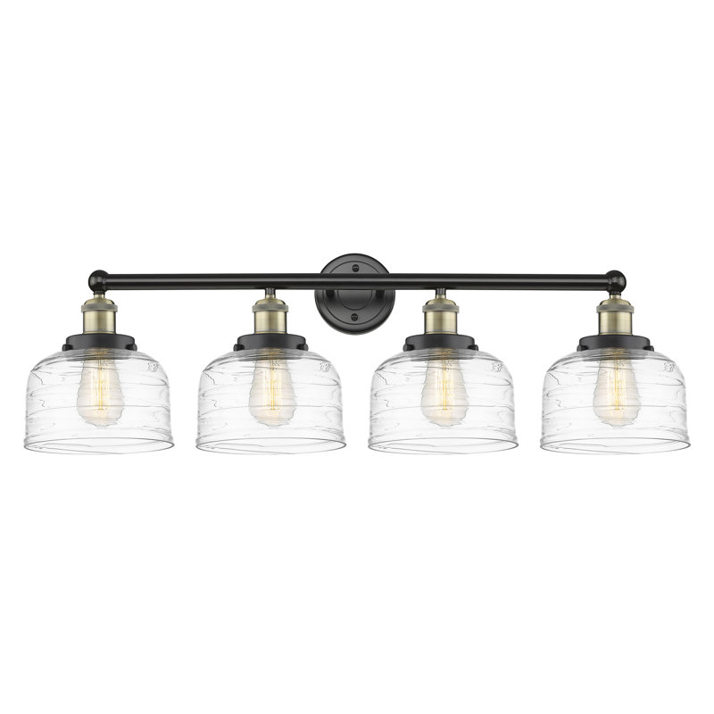 Annagene 4 - Light Dimmable Vanity Light, Clear Deco Swirl, Black Antique Brass