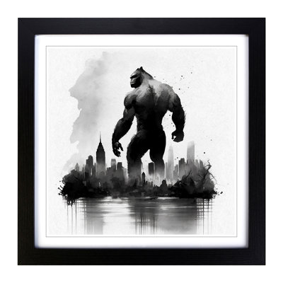 King Kong Ink Wash - Single Picture Frame Print on Wood