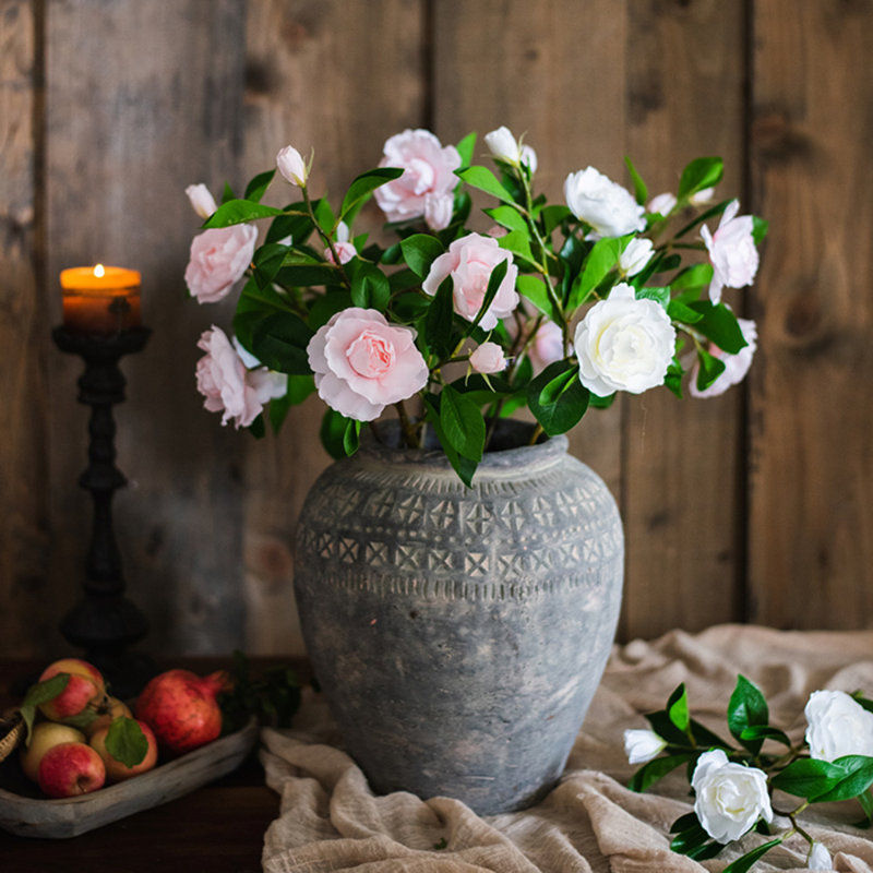 Tige de gardenia en soie, Blanc, Cinq tiges
