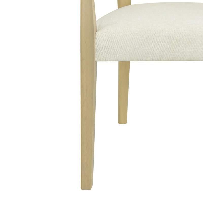 Ensemble de 2 chaises avec accoudoirs, Beige, Bois de frêne naturel