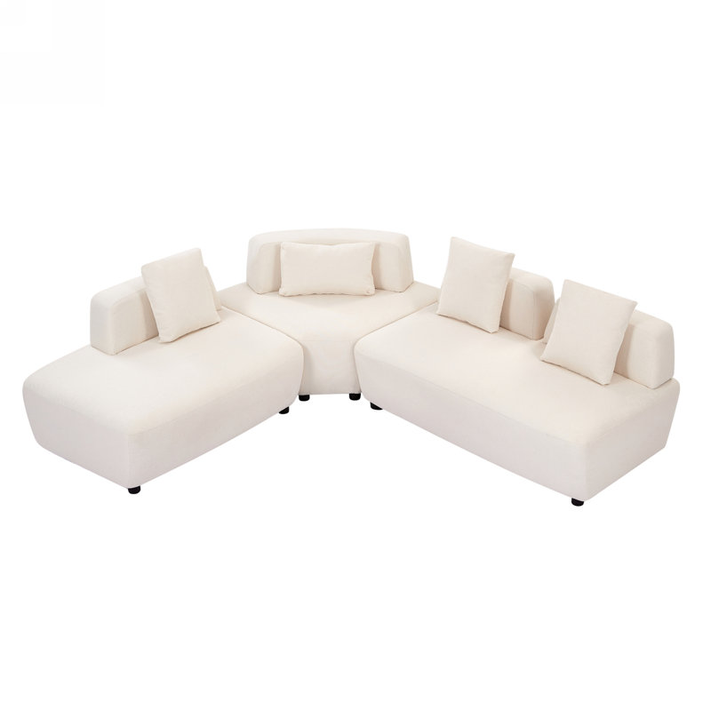 Guillema Upholstered Sectional, Beige Fabric