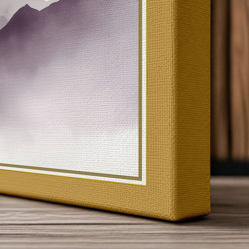 Mountains at Sunrise Japandi - Wrapped Canvas, 18x12 - 45.7 x 30.5 cm, Ochre Border