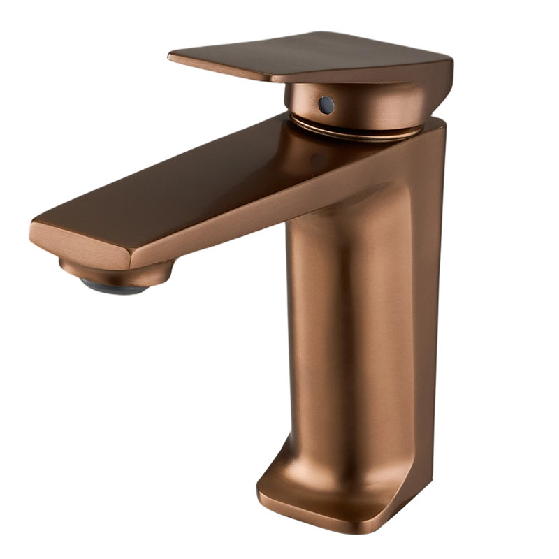 Metal Basin Mixer Tap with Single Lever, Rose Gold