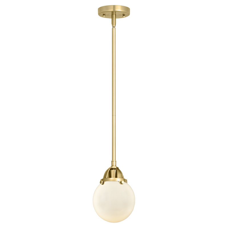 Luminaire suspendu sphère 1 lumière Lorri, Blanc mat, Or satiné, Ampoule non incluse