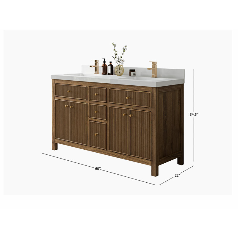 60'' Double Bathroom Vanity with Quartz Top