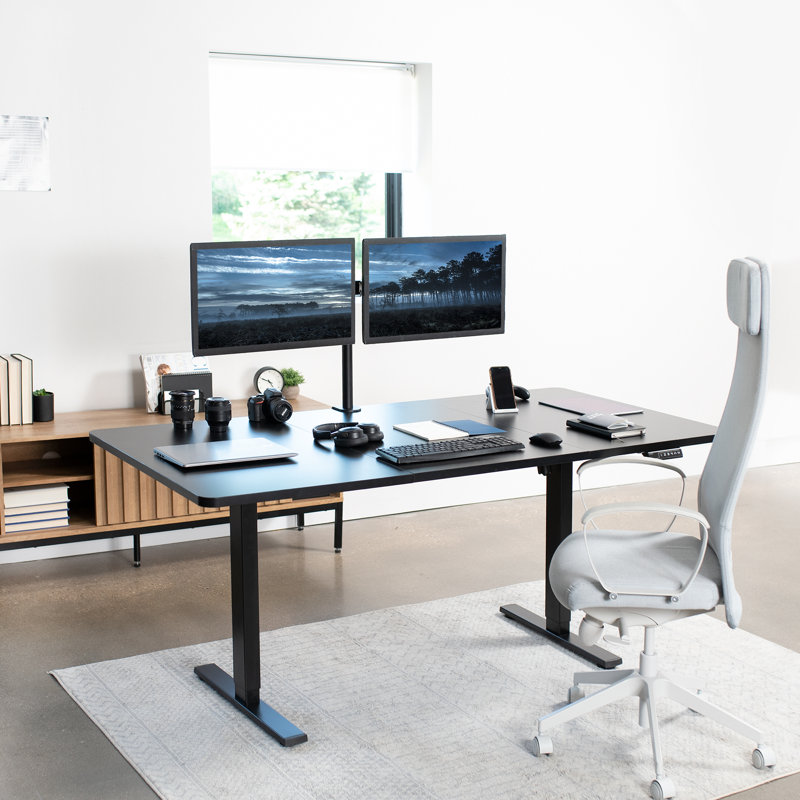 71'' White and Black Adjustable Height Electric Standing Desk