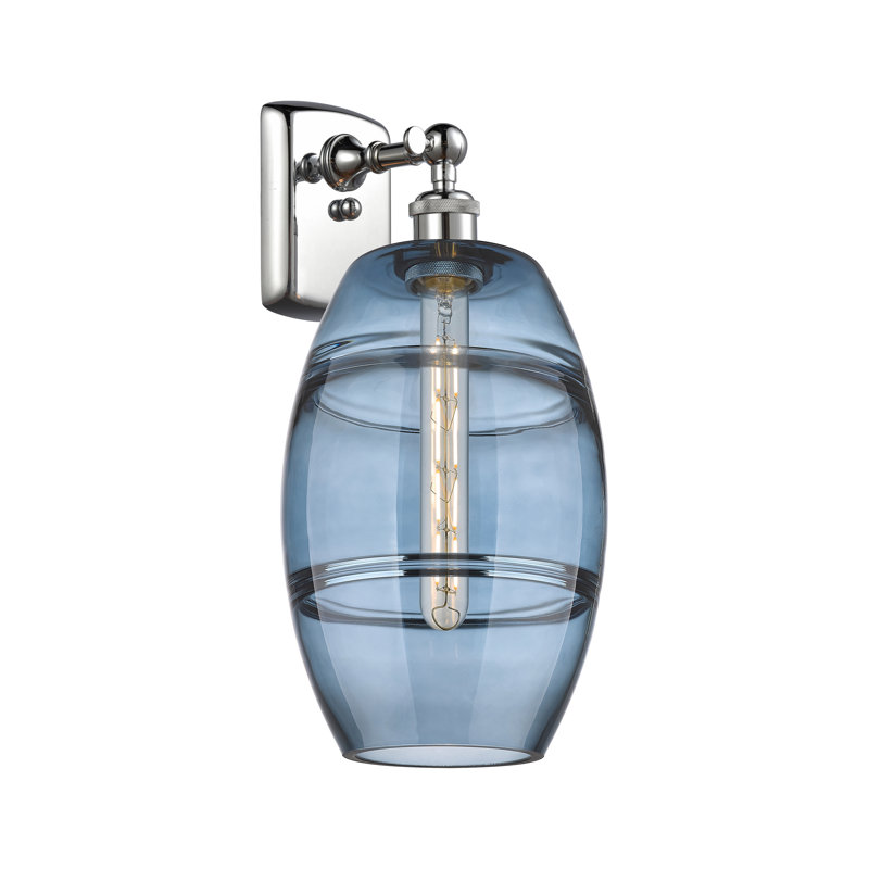 Bettylou Steel Armed Sconce, Polished Chrome, 10.88" H x 8" W x 8.13" D, Princess Blue