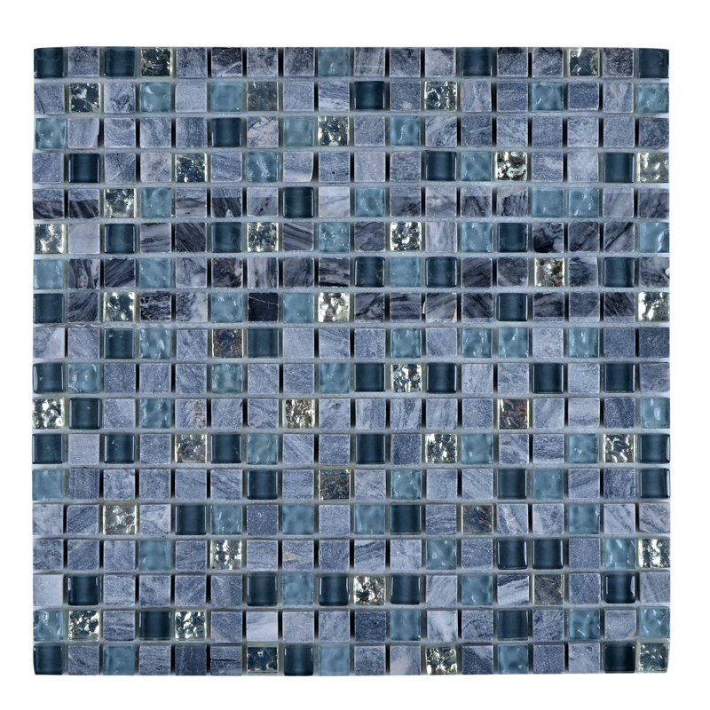 Carrelage mosaïque pierre et verre bleu émaillé