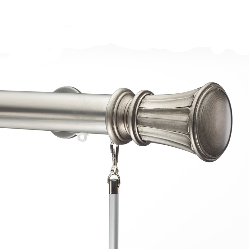 Tringle à rideaux simple 1,5 po Heberling, Argent antique, H 2,38 po x l 120 po x P 3,63 po
