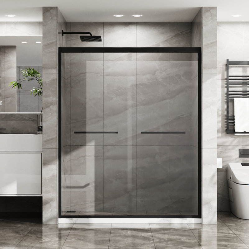Double Sliding Shower Door 60"X72" - Tempered Glass, Matte Black, High 60 In. W X 72 H Incomparable