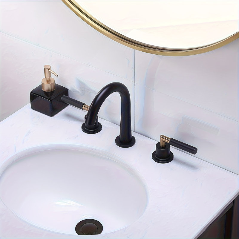 TAYANUC Widespread Matte Black 3 Hole Bathroom Faucet, 2 Handle Black Bathroom Sink Faucets 8 Inch Modern Vanity Faucet Bathroom Faucet Set With Supply Hoses Pop Up Drain For Bathroom Sink