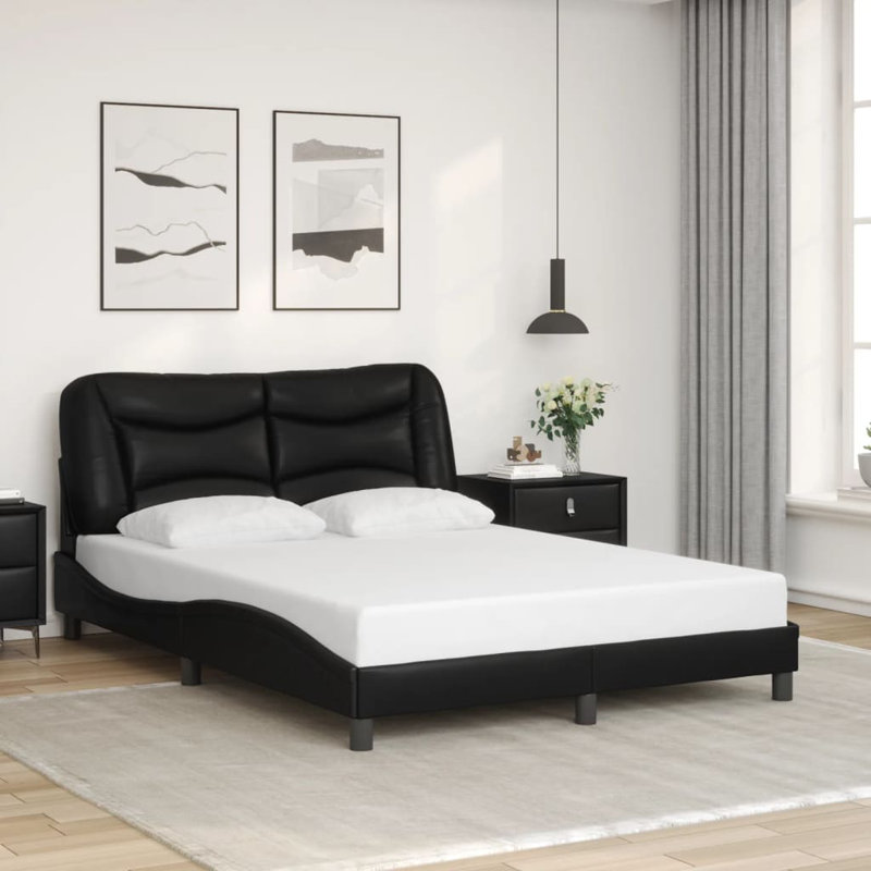 Structure de lit vidaXL sans matelas Hvar noir 137 x 190 cm, Noir, Complète