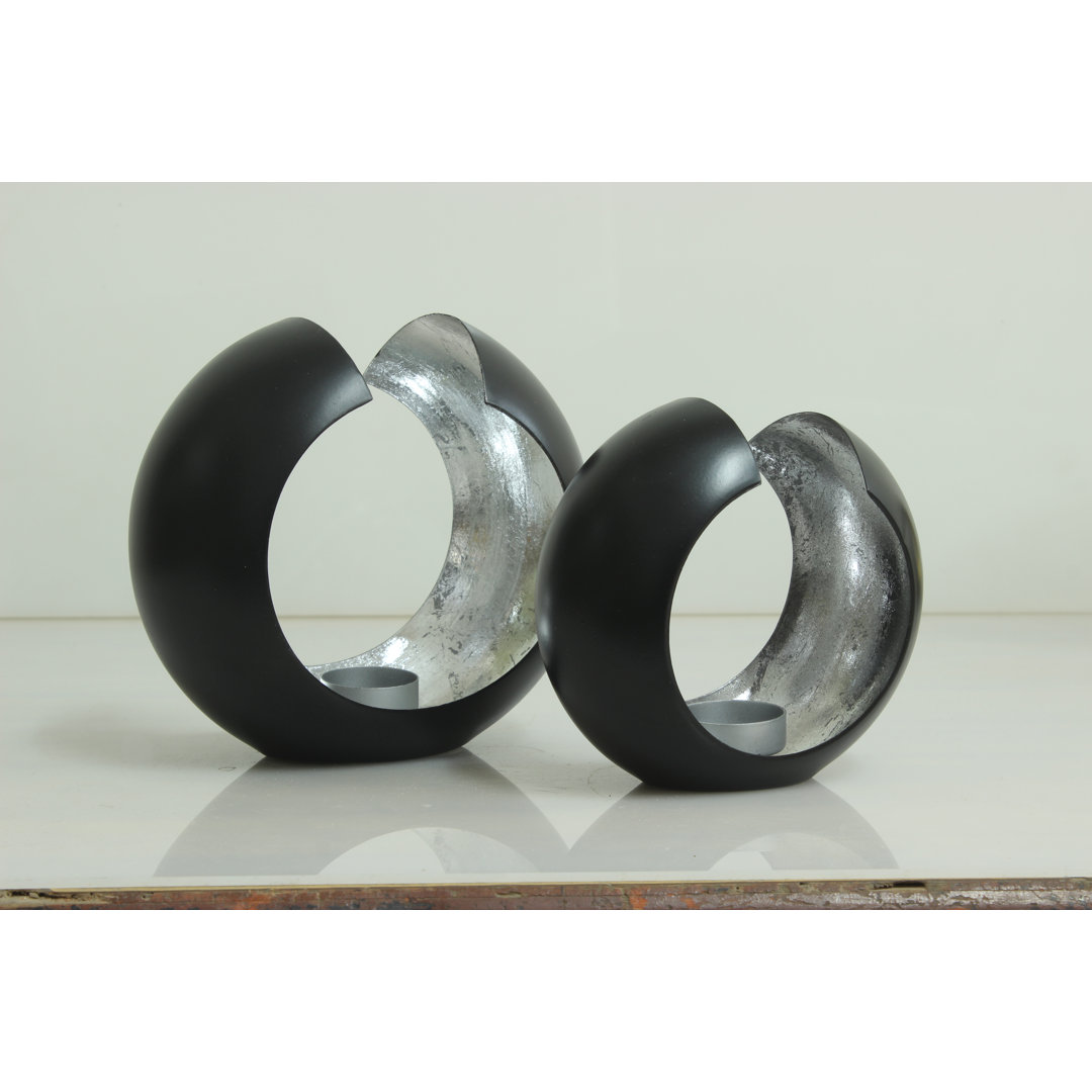 Moon Shaped Decorative Lamp Lantern | Moon Circle Votive Set For Decoration | Home Decor And Gift (Set of 2) Everly Quinn 