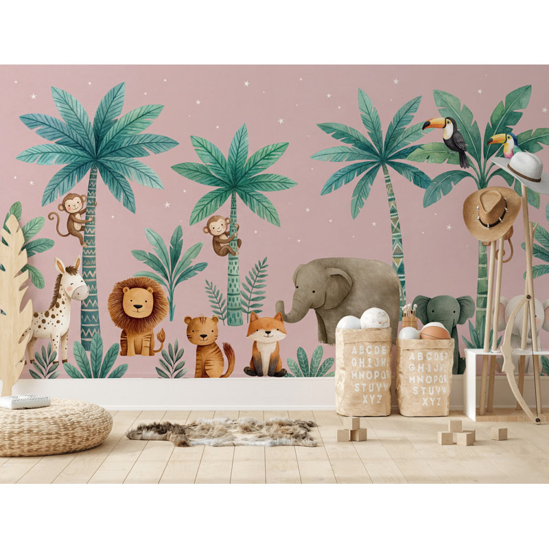 Papier peint jungle tropicale, Non tissé, 120 po x 96 po