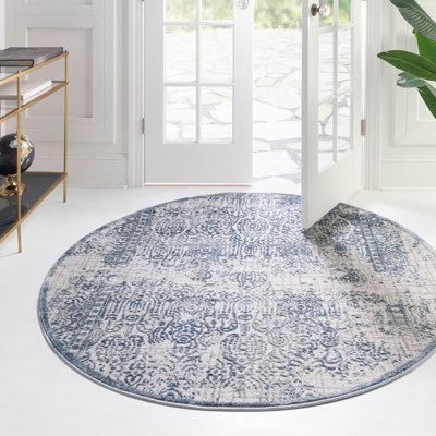 Tapis bleu abstrait Alissa