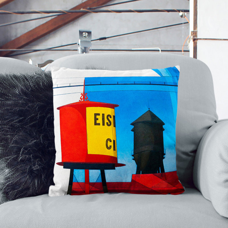 Water Tower Scatter Cushion, 40cm H x 40cm W x 15cm D, Stone