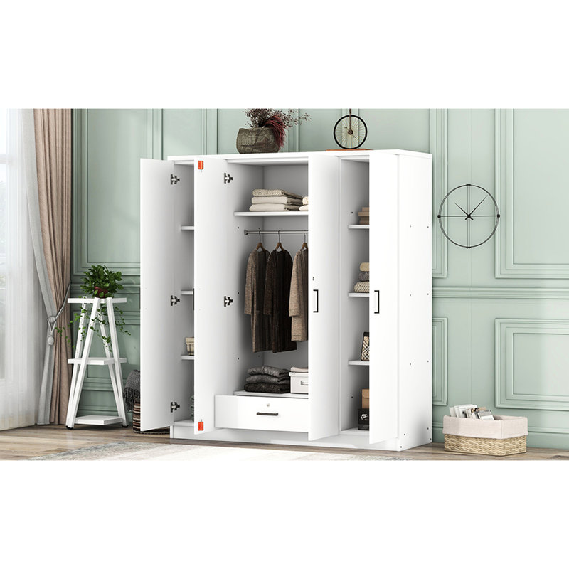 Armoire 4 portes blanche avec 1 tiroir