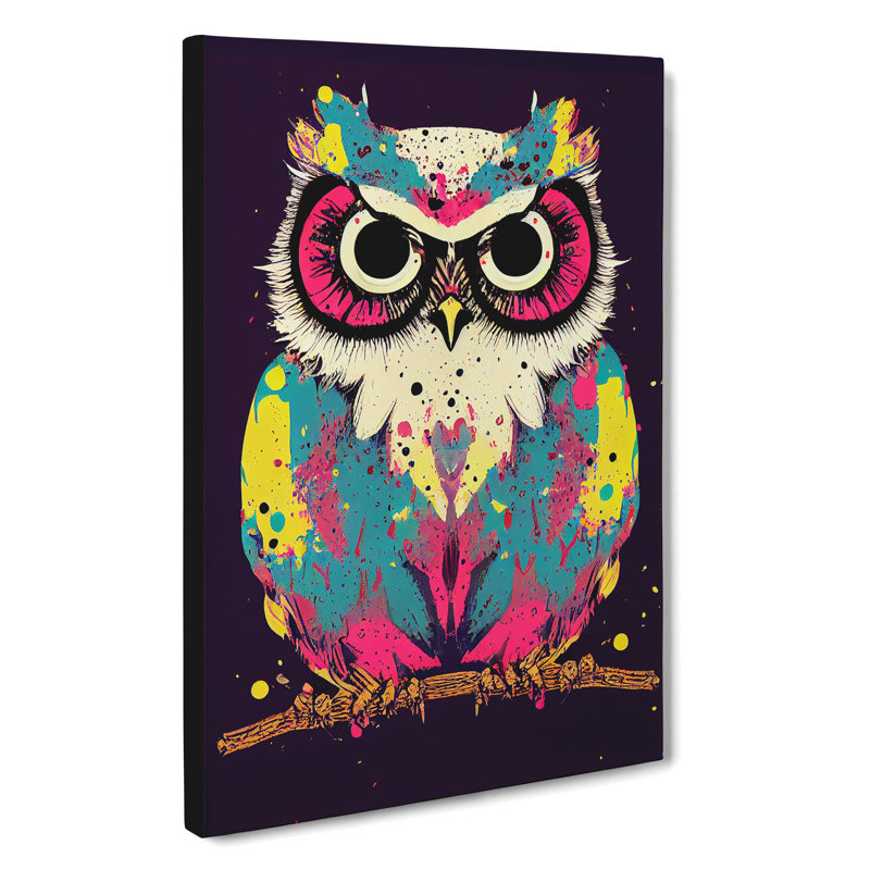 Splashed Owl No.2 - Wrapped Canvas, 50cm H x 35cm W x 3cm D