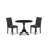 3 Piece Modern Dining Table Set Contains a Round Wooden Table with Dropleaf and 2 Black Color Linen Fabric Upholstered Chairs, Wire brushed Black-155862190-155773768-155773783
