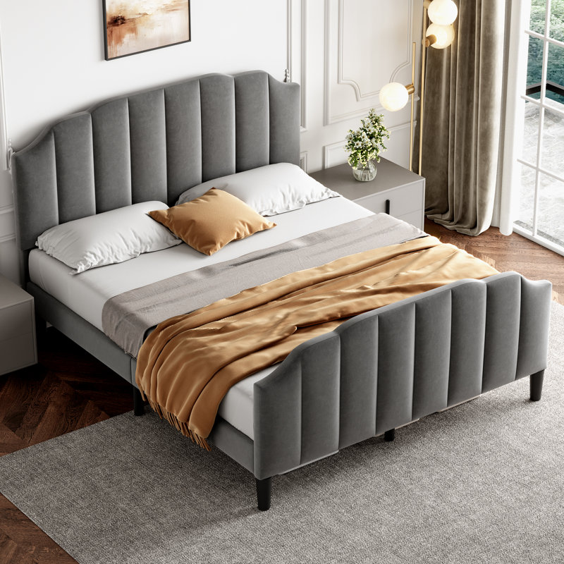 Sipi Upholstered Bed, Grey