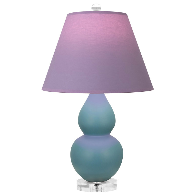 Petite lampe d'appoint à double gourde, Bleu acier, Lavande / prune