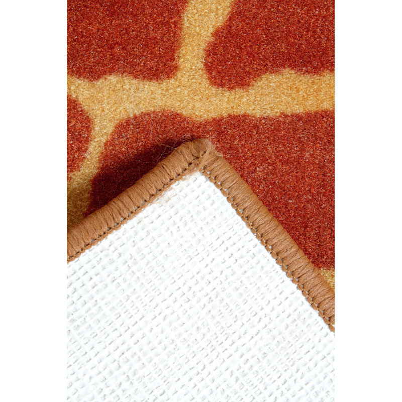 Tapis orange à imprimé animal, Ovale 4 pi x 6 pi