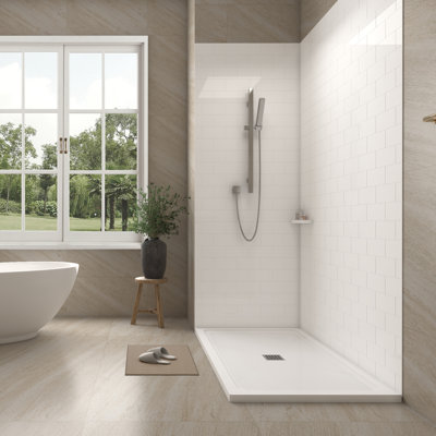 L 60 po x H 96 po x P 32 po avec paroi de douche SMC de 5 mm d'épaisseur, surface mate, installation rapide