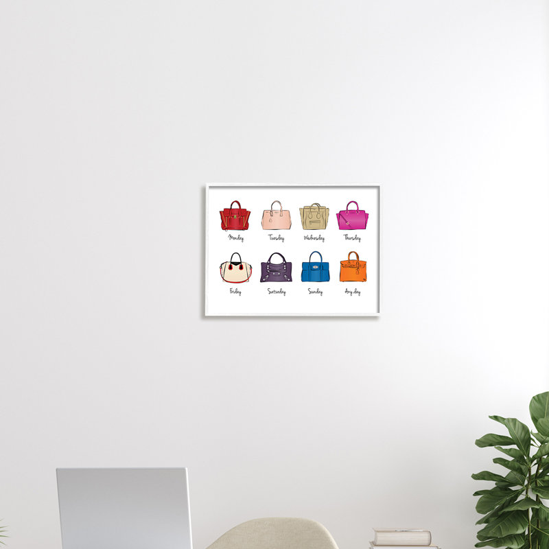 " Stylish Glam Bags Daily Elegant Fashion ", Coastal White Framed Giclee, 16" H x 20" W x 1.5" D