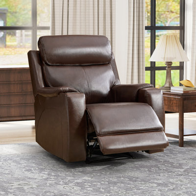 3-Piece Classic Top Genuine Leather Power Reclining Living Room Set: Recliner + Loveseat + Sofa With Adjustable Headrest, Console & USB Port