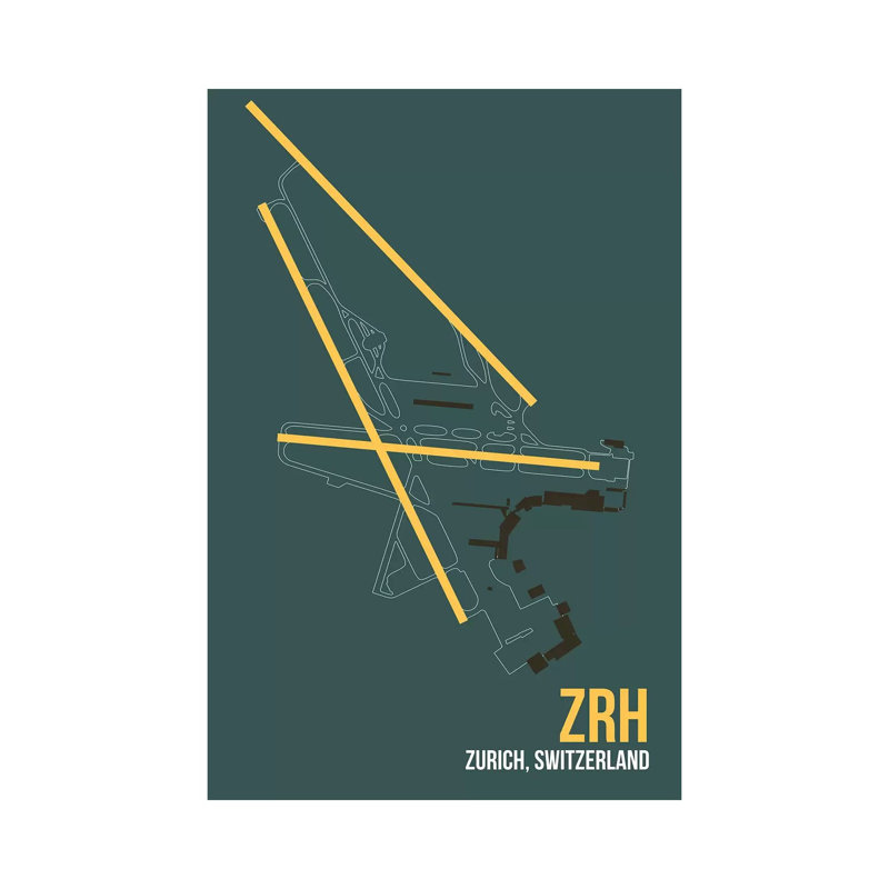 ZRH Diagram, Zurich - Wrapped Canvas Print, 152.5 cm H x 101.5 cm W