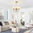 3-Light Dimmable Mid-Century Globe Chandelier with Opal Glass Shades-405746175