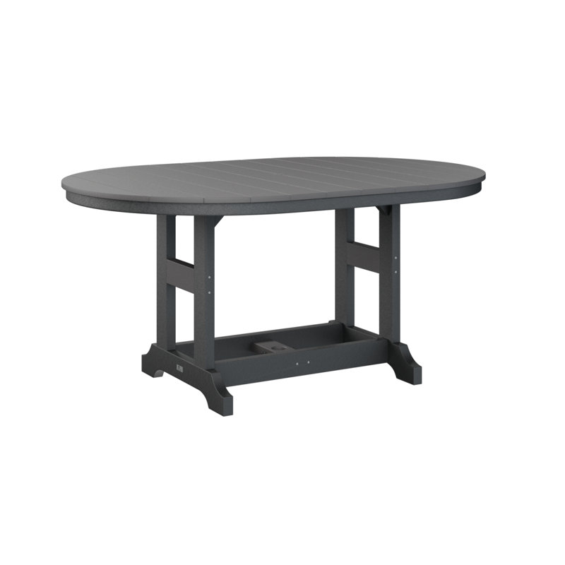 Garden Classic Outdoor Oval Bar Table, Black, Smoke Gray, 39.5" H x 44" W x 64" D