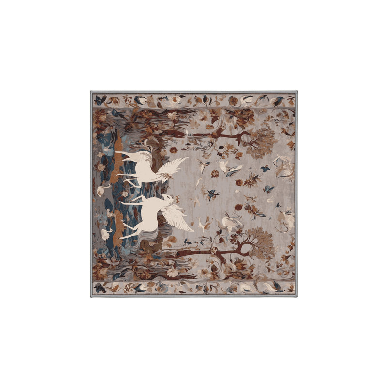 Machine Washable Gray Area Rug, Square 6'