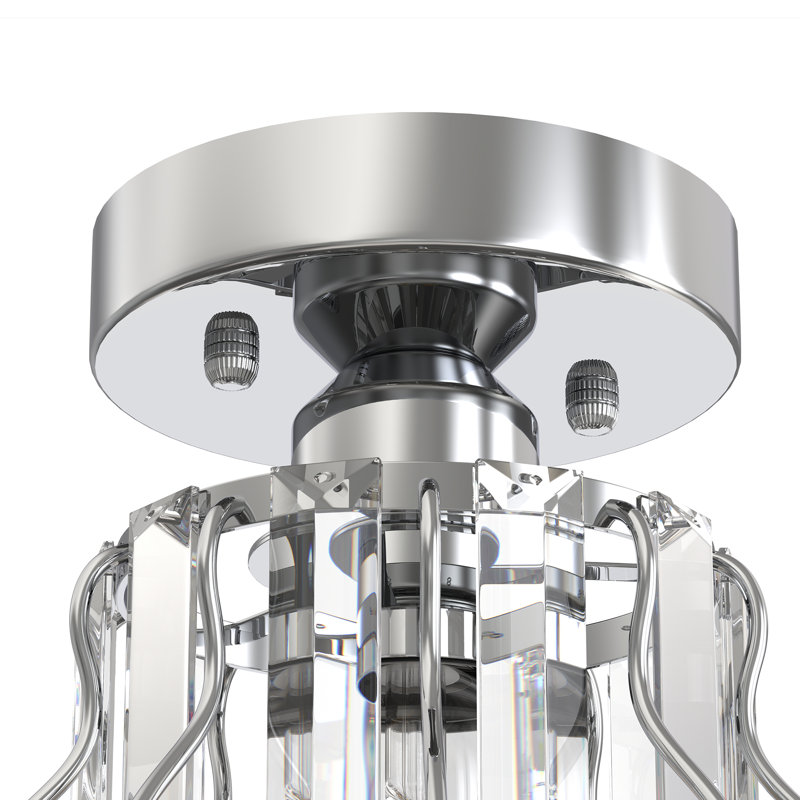 7'' (H) Crystal Semi-Flush Mount Ceiling Lighting Fixture Mini Chandelier, Chrome