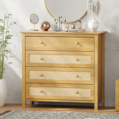 Modern Rattan Storage 4 Drawer Dresser